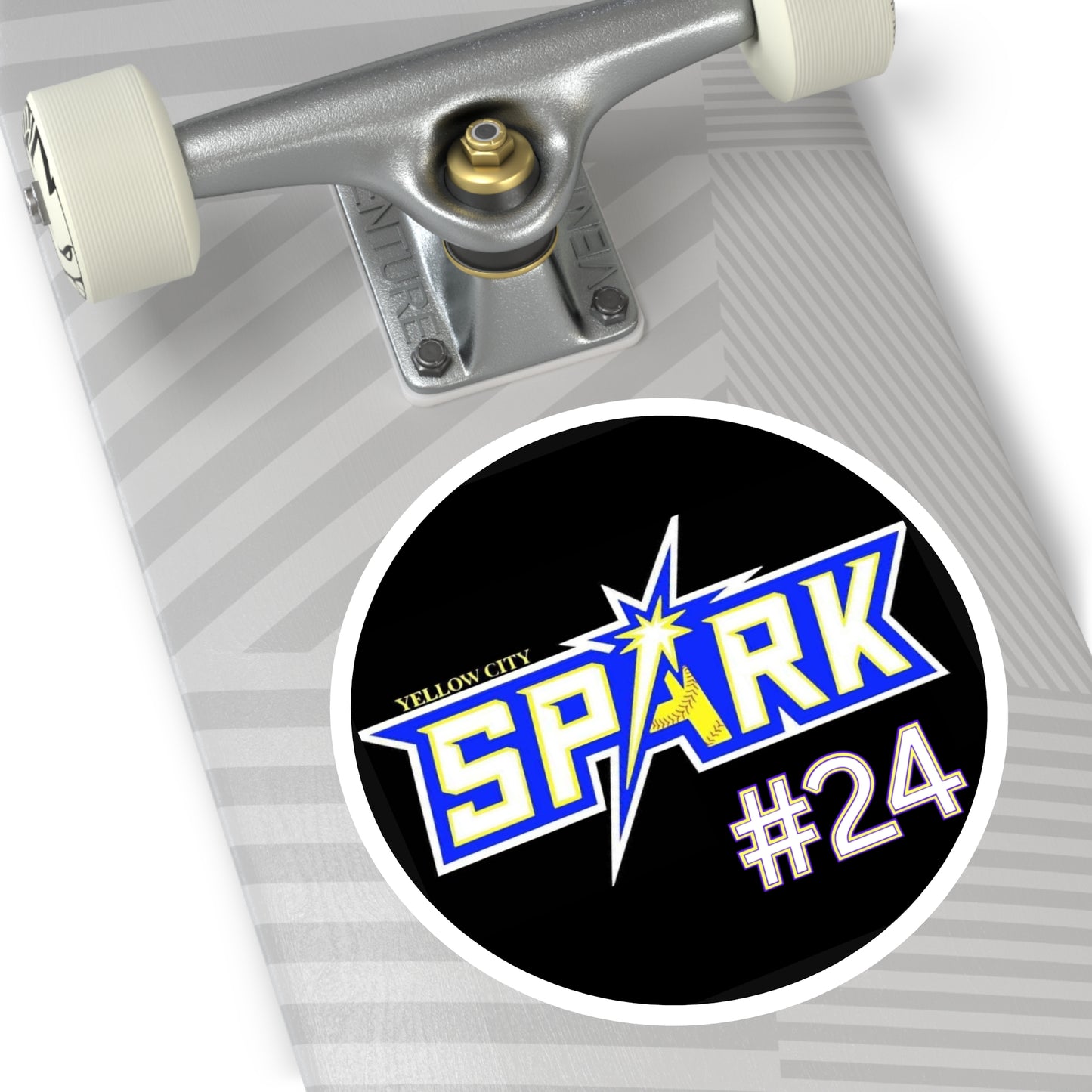 Spark #24 Round Sticker — Yellow City Team Logo Indoor/Outdoor