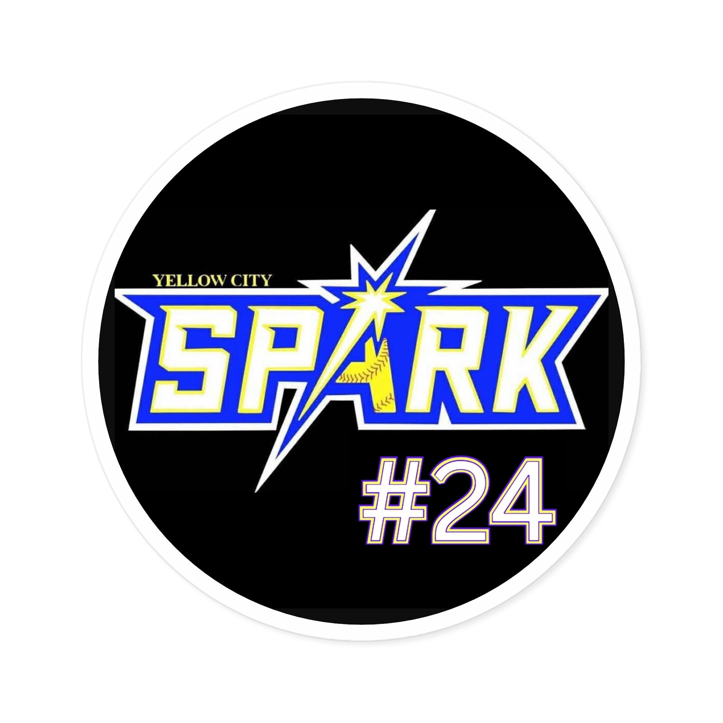Spark #24 Round Sticker — Yellow City Team Logo Indoor/Outdoor