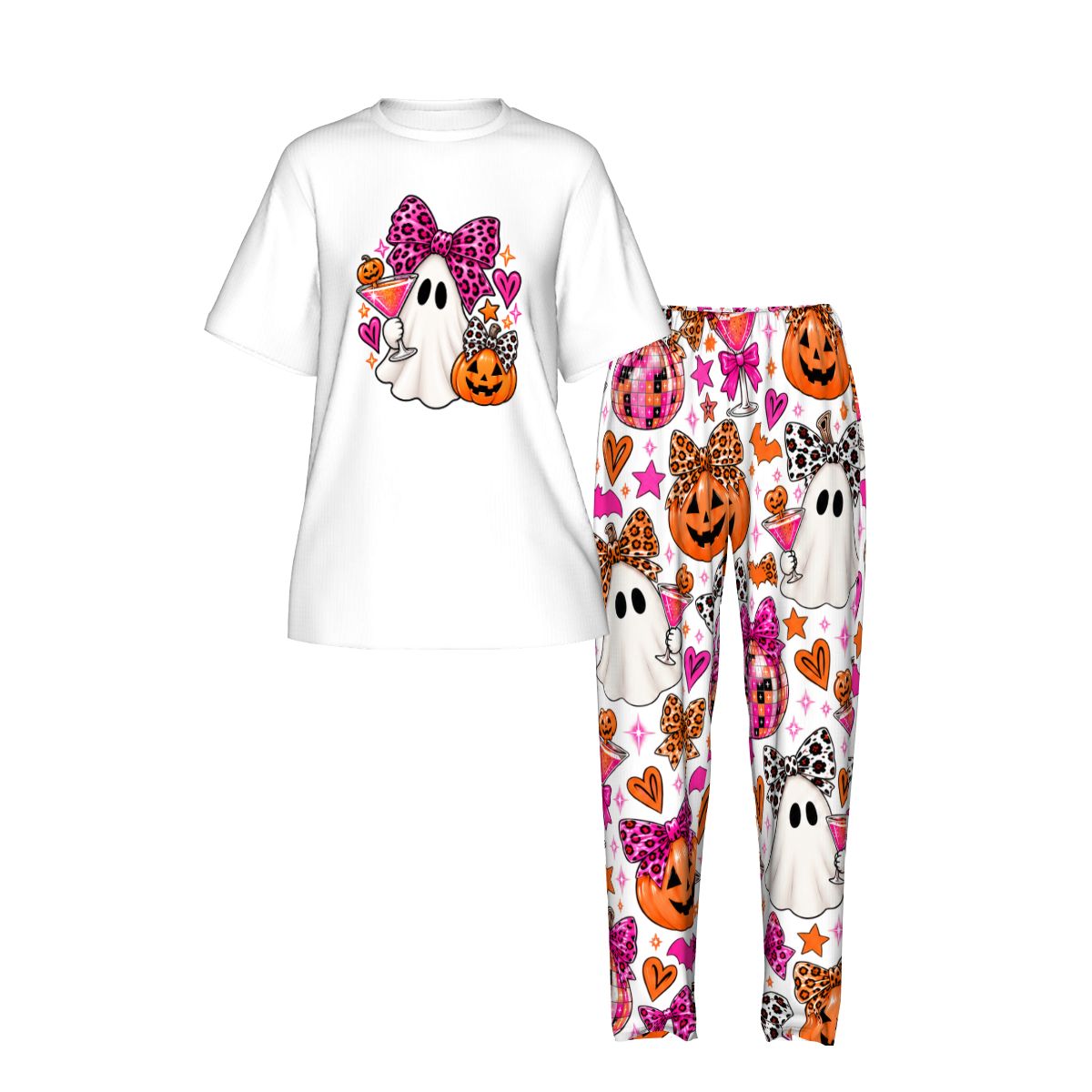 Women's ShortSleeved Pajama Set Halloween shirt halloween pants